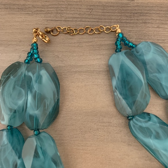 Jumbo bead double layer necklace Teal/turquoise - Picture 2 of 4